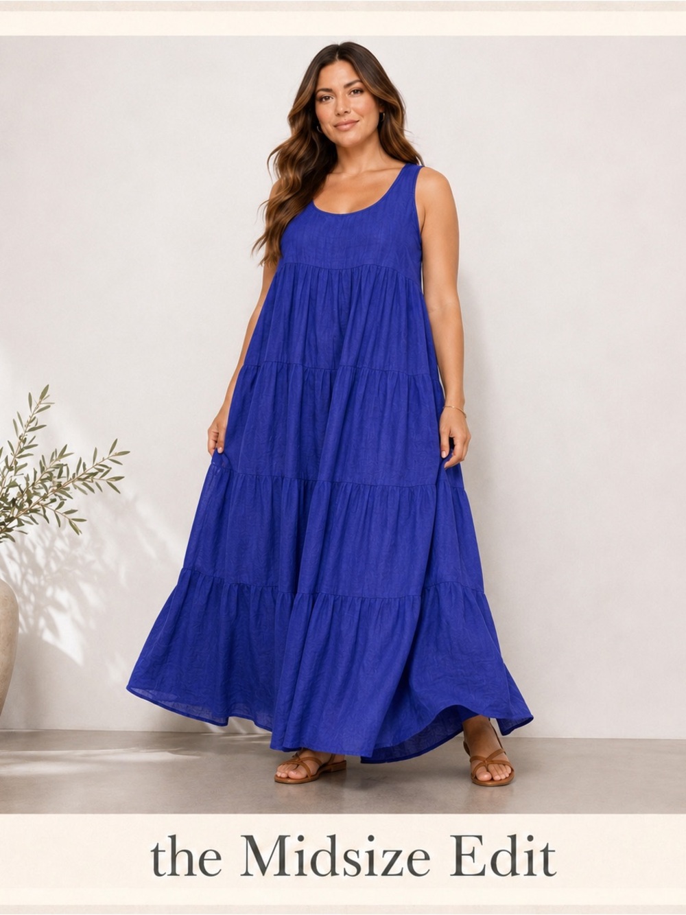 J.Jill Tiered Cobalt Blue Maxi Dress | Petite Large | Vacation Style